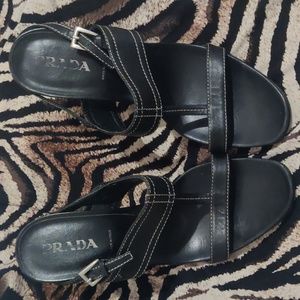 Prada Black sling back heels
